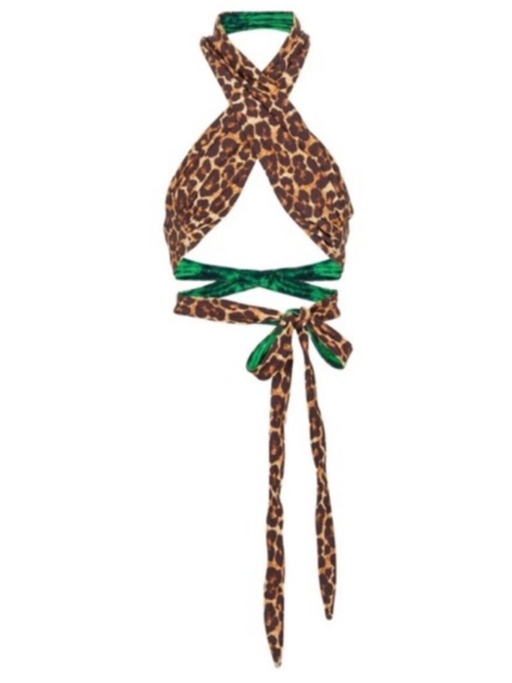 Tropic of C Bikini top leopard and green halter Small